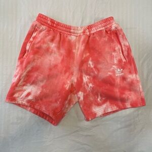 Adidas Men's Pink Tie-Dye Fleece Shorts